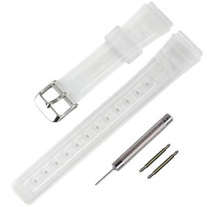 TPU���E�H�b�`�X�g���b�v�̌����p Casio F-91W/F-84/F-94/F-105/F-108/A-158�p�o���h(�j���E�������p) (Translucent/Silver Buckle)