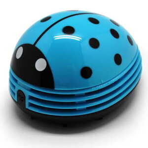 卓上クリーナーてんとう虫卓上そうじ機強力吸引ミニクリーナー消しゴムかすゴミやホコリ学校家庭子供車用強力ミニ掃除機小型そうじ機(青)