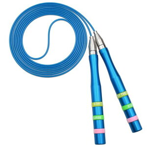 縄跳びトレーニング用大人用ジュニア用自動ロック滑り止めグリップロープ全長300cm調整可能二重・三重跳びなわとびダイエットFC-AL3(ブルー)