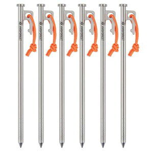 ペグチタン製AVOFORESTチタンペグ太いヘッド20cm25cm30cm2本/6本/8本/16本軽量高強度反射材入りロープ付き耐食性キャンプテント/タープ設営用山地砂利草地硬い地面対応可能(20cm6本)