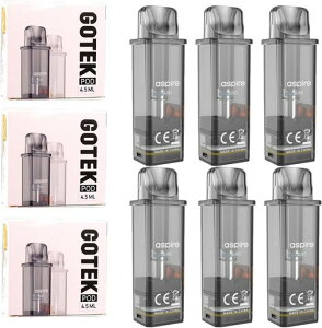 Aspire Gotek X 4.5ml �����p pod�J�[�g���b�W (2����) vape pod 0.8ohm �A�g�}�C�U�[�w�b�h �d�q�^�o�R ���L�b�h�Ȃ� �j�R�`���t���[ (6����-3��)