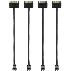Kiligen4個SATAから3ピン/4ピンPMW12VPCケースファン電源アダプタケーブル、3ピンまたは4ピン(PWMコネクタ)から15ピンSATAコンピュータクーラー冷却ファン電源ケーブル