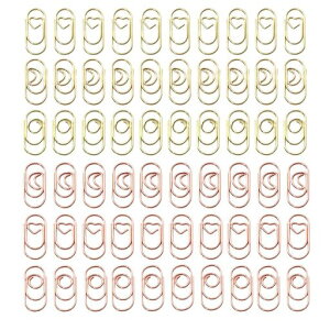 Getrays60個小さなペーパークリップ、2cmかわいい形心月丸金属クリップブックマークメモクリップペーパークランプにとって学校文房具文書組織事務用品(ゴールド&ローズゴールド)