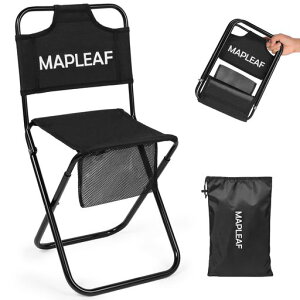 Mapleafアウトドアチェア折りたたみ椅子背もたれコンパクト超軽量耐荷重75kg1秒収納収納バッグ付き持ち運び携帯便利釣りバーベキュー登山キャンプピクニックお花見(ブラック(1pcs))