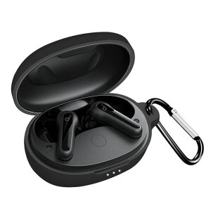 UIUIKAForAnkerSoundcoreLifeP2miniケースLifeP2mini保護ケース柔らかいシリコン製落下防止キズ防止耐衝撃防塵軽量装着充電可能カラビナ付き紛失防止(ブラック)