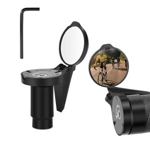 自転車バックミラー360°回転丸型凸面広視野角戸外スポーツバイク用ミラー簡単取付レンチ付属調節可能サイクリングミラーバーエンドミラー