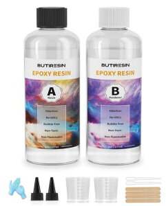 BUTIRESINエポキシ樹脂16oz/474ml二液性レジン液体積比1:1大容量エポキシレジン液ハードタイプ操作簡単レジンアートレジンアクセサリーハンドメイドDIY手芸用品