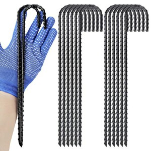 JuhuilaiJ型止めピンロープ止め金具長さ30cm黒色防錆コーティングテントペグキャンプサッカーゴールトランポリンなど固定用(20本入り)