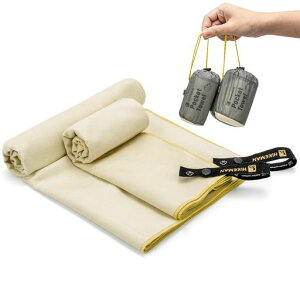 スポーツタオルフェイスタオルマイクロファイバーバスタオルジムタオル速乾性超吸水色落ちしない肌や髪に優しい柔らかい薄手軽量収納袋付き携帯便利登山水泳旅行(アプリコットM+L)