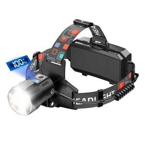 LEDヘッドライトUSB充電式メインLEDビーズ5個4モードデジタル電力量超高輝度高ルーメン明るい強力LEDヘッドランプセンサーヘッドランプヘルメットランプ電池交換可能大容量電池Type-C電池…