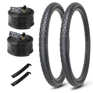 MOHEGIA24x2.125インチ自転車タイヤ:2組セット24インチ57-507mm全地形車交換用タイヤ、米式チューブ-クルーザー/シティバイク/MTB対応-ブラック