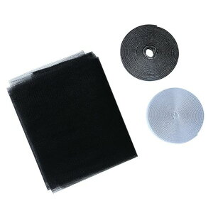 サムコス網戸ネット防虫メッシュシート1セット軽量ポリエステル製簡易網戸自由裁断対応開閉可能張り替え窓用換気補修セット虫侵入防止万能簡単貼り付け式DIYキット黒150x200cm(黒*1+白*1)…