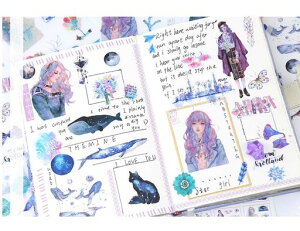 Lemsodaシール手帳シールおしゃれ少女DIY手作り和紙ステッカー24枚セット