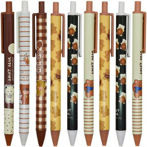 Maydahuiかわいいクマ熊ノック式ボールペン12本セット0.5mm黒インクおしゃれ動物ジェルボールペン可愛い文房具筆記用ギフトプレゼント子供学生