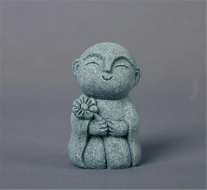 お地蔵さん和尚さん禅の意可愛い祈り癒しおじぞうさま守り神みかげ石縁の良い置き物御影石仏像(お座りのお地蔵様)