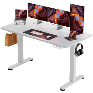 ErGear �d�� �I�t�B�X���[�N�e�[�u�� ���~���f�X�N �X�^���f�B���O�f�X�N ��140cm �ω׏d80kg �����������[�@�\ �㉺�������~ �É� ���[�t�b�N�t�� ��Ɗ� �e�����[�N �y��140 x ���s��70 x �����c