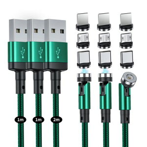 �}�O�l�b�g�[�d�P�[�u��SUNTAIHO3-in-1USB�P�[�u���y3�{�Z�b�g(1M+1M+2M)�z360�x+180�x��]���Ύ��C�h�o���E�����C�g�}�C�N��USBType-C�R�l�N�^�^�C�vcMicroUSBCable-