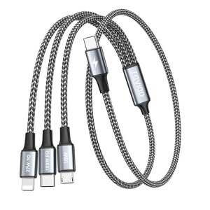 RAVIAD3in1�[�d�P�[�u���Z��50CMUSBTypeC�}���`�P�[�u��PD100W�}���[�dUSB-C�P�[�u��3�䓯�����d�\�^�C�vc�[�d�P�[�u��(100W)���C�g�j���O�P�[�u��(27W)