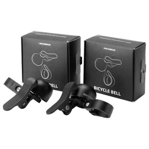 ROCKBROS自転車ベル自転車ベル軽量大音量爽やかな音色銅合金製ミニベルサイクルベル小型ロードバイクマウンテンバイククロスバイク等に対応ハンドル内径22mm対応100dB以上(ブラック左右セ…