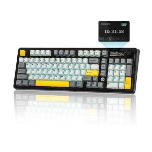 MechLandsAJAZZAK98098%���J�j�J���L�[�{�[�hBT5.0/USB-C/2.4GHz���C�����X�Q�[�~���O�L�[�{�[�h�z�b�g�X���b�v�Ή��N���[�~�[�J�X�^���L�[�{�[�h1.14�f�fTFT�X�N���[���m�uRGBWin/Mac�p