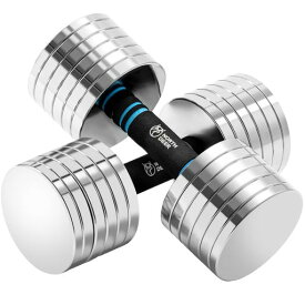 【公式】Northdeerダンベル可変式小型スチール製2.5kg~15kg最大11段階調整可能クロームメッキ家庭用(サンドブラスト版-シルバー15kgx2個ダンベルセット)