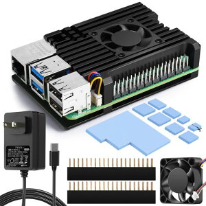 Smraza Raspberry Pi 5 �A���~�P�[�X �����P�[�X+�q�[�g�V���N+��p�t�@�� �p�b�V�u��p 5v5a PD 27W USB-C (Type C)�d���t�� (���Y�p�C5�{�̊܂݂܂���)