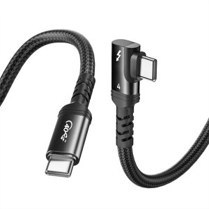 Thunderbolt 4 �P�[�u�� L���^ 0.3m 240W�}���[�d 8K�Ή� 40 Gbps �f�[�^�]�� Type-C&Type-C �P�[�u�� USB-C & USB-C