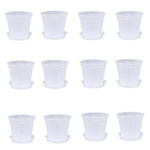 12個(365円/個)(3種類のサイズをご用意しております)透明底皿付き植木鉢プラ鉢観葉植物(M)