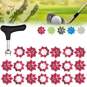 20個入交換用ゴルフシューズスパイク鋲ゴルフ交換用スパイク鋲滑り止め簡単脱着1個ゴルフスパイクレンチ(クリアレッド/クリアイエロー/クリアグレー/クリアブルー/透明カラー)(クリア…