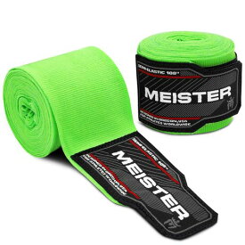 Meister ジュニア 108インチ (274 cm) セミエラスティック・ハンドラップ MMA&ボクシング用 (ペア) - ネオングリーン