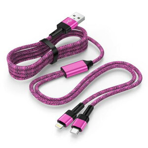 iPhone充電ケーブル1.2m2in1充電ケーブル2.4A&3A急速充電USB-AtoUSB-C&LightningライトニングType-cアイフォンusb充電コード高耐久ナイロン編み2台同時充電対応iPhone