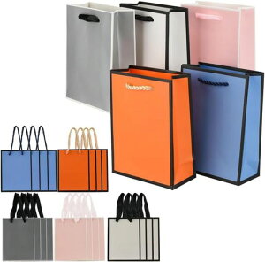 【大】小物銘選手提げ袋大きいギフトバッグ5種/25枚セット厚手撥水無地プレゼント用誕生日おしゃれ可愛い(5色【大】幅28cmx高さ33cmx厚み10cm)