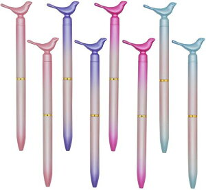 Maydahuiおしゃれ鳥ハトカラフルボールペン8本セット黒インク0.5mm油性動物かわいい回転式文房具手帳用ギフトプレゼント誕生日子供学生オフィス