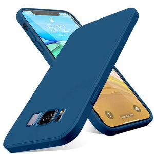 GalaxyS8ケース液体シリコンスリム耐衝撃カギャラクシーS8ケース軽量耐久性薄型脱着簡単ストラップホール付き柔軟tpu指紋防止レンズ保護スマートフォン携帯ケース青WK-YTGJ-13-03