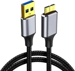 VanmAr USB3.0 MicroB USB�P�[�u�� �^�C�vA�I�X - �}�C�N���^�C�vB�I�X 5Gbps �f�[�^�����]���P�[�u�� ���ϋv�� �i�C�����҂� �O�t��HDD/SSD,Blu-ray,BD�h���C�u,�f�W�^���J�����p (2m)