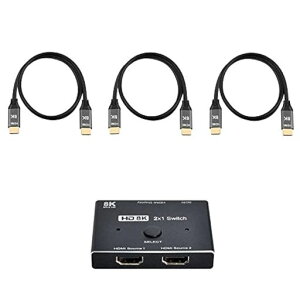 Cablecc8K@60hzHDMI�݊�2.1�X�C�b�`�����3�{�̃P�[�u��2-IN-1-OUT�n�u�T�|�[�gHDCPSST�g��4K@60hz