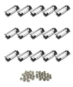 JNALFGクリップボード金具クリップ吊り下げ穴クゴム足付きオフィス学校文具用品15個セット(12cm)