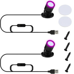 tledtech 2�Z�b�g LED�~�j�X�|�b�g���C�g ���^LED�L���r�l�b�g���C�g �t�B�M���A�E�W���G���[�W���p�����v �A���~������ USB���d �ȃG�l ����d��1W ���ԃX�C�b�`�t�� �p�x�����\ ���t�c