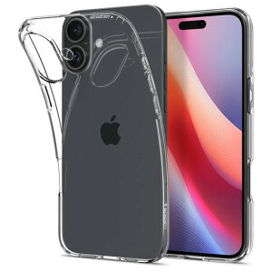 Spigen iPhone 16 Plus �P�[�X �N���A ���ϖh�~ TPU �\�t�g �ϏՌ� �ČRMIL�K�i ���L�b�h�E�N���X�^�� ACS08064 (�N���X�^���E�N���A)