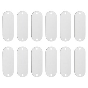 PATIKILアルミ空白タグ2つ穴付きメタルスタンピング空白スペットIDラベルDIYクラフト彫刻用キーリング付きシルバー12個セット