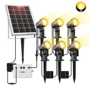 「20時間連続点灯」Linkeガーデンライトソーラー6灯1200LM6000mAhスポットライト屋外IP66防水電球色耐久性良い明暗センサー自動点灯/消灯ledライト地中埋込型ライト壁掛け庭園花壇芝生樹木