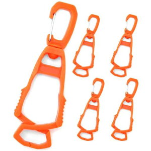 Kasinfly手袋ホルダー回転カラビナグローブホルダー収納タオルクリップ紛失防止手袋クリップ軽量持ち運びタオルホルダー多機能5枚入れオレンジ