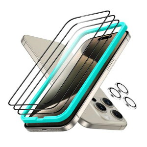 �y�����K���X�E3+1�Z�b�g�zESR��phone15promax�K���X�t�B����3�{�ČR�K�i�ی�iPhone15ProMax�p���^�t�������K���XArmorite�ی�Z�b�g�ϏՌ��S�ʕی���t���ȒP�t���[��iphone15pro