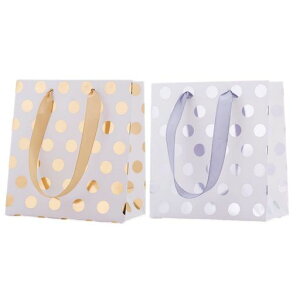 【トゥルーハーツ】ラッピング袋ギフトバッグ6枚2種おしゃれ可愛いプレゼント紙袋紙バッグ小サイズ(水玉2種)