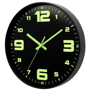 HZDHCLH掛け時計電波時計夜光壁掛け暗くなると自動で光る時計連続秒針北欧大数字蓄光蛍光壁掛け時計静音アラビア数字自宅寝室装飾昼も夜も見える見やすい直径30cm