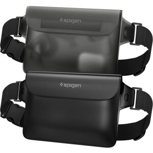 Spigen ���S�h�� �E�G�X�g�|�[�` 2���Z�b�g ���� IPX8�F�� �C �v�[�� �� ���s �A�E�g�h�A �X�}�z���[�\ �O�d�`���b�N �x���N�� PVC ��e�� �h���o�b�O A620 AMP04531 (�u���b�N)