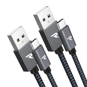 USB C �P�[�u���y2�{�Z�b�g 2m+2m/���zRAMPOW �^�C�vc �P�[�u�� 3A 15W �}���[�d QuickCharge3.0�Ή� �����f�[�^�]�� ���ϋv�i�C�����f�� iPhone17/Air/16/16e/15 �[�d Sony