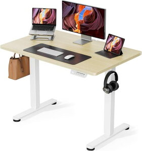 ErGear�d���I�t�B�X���[�N�e�[�u�����~���f�X�N�X�^���f�B���O�f�X�N��100cm�ω׏d80kg�����������[�@�\�㉺�������~�É����[�t�b�N�t������Ɗ��e�����[�N�y��100x���s��60x����72-118cm�z