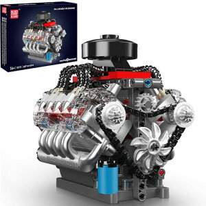 Mould King 10171 Technik V8�G���W���u���b�N�L�b�g�AMOC���u���b�N���f���L�b�g�A�G���W�����f���A�~�j�G���W���\���u���b�N��������A�q���A�j�̎q/��l����(487+ PCS)