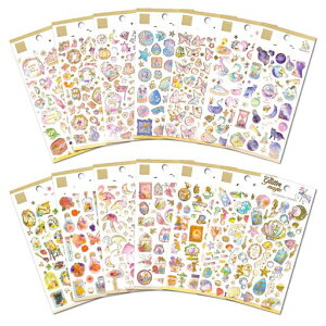 SOY’SFかわいいシール【キラキラした可愛いシール14シートセット8分音符手帳・スマホケース・小物のデコレーション等にも】大量キラキラシールごほうび手帳ステッカー手紙スケジュー…